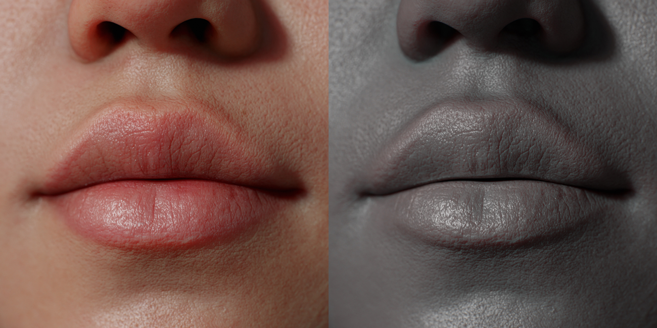 Female head scan skin pore details 
